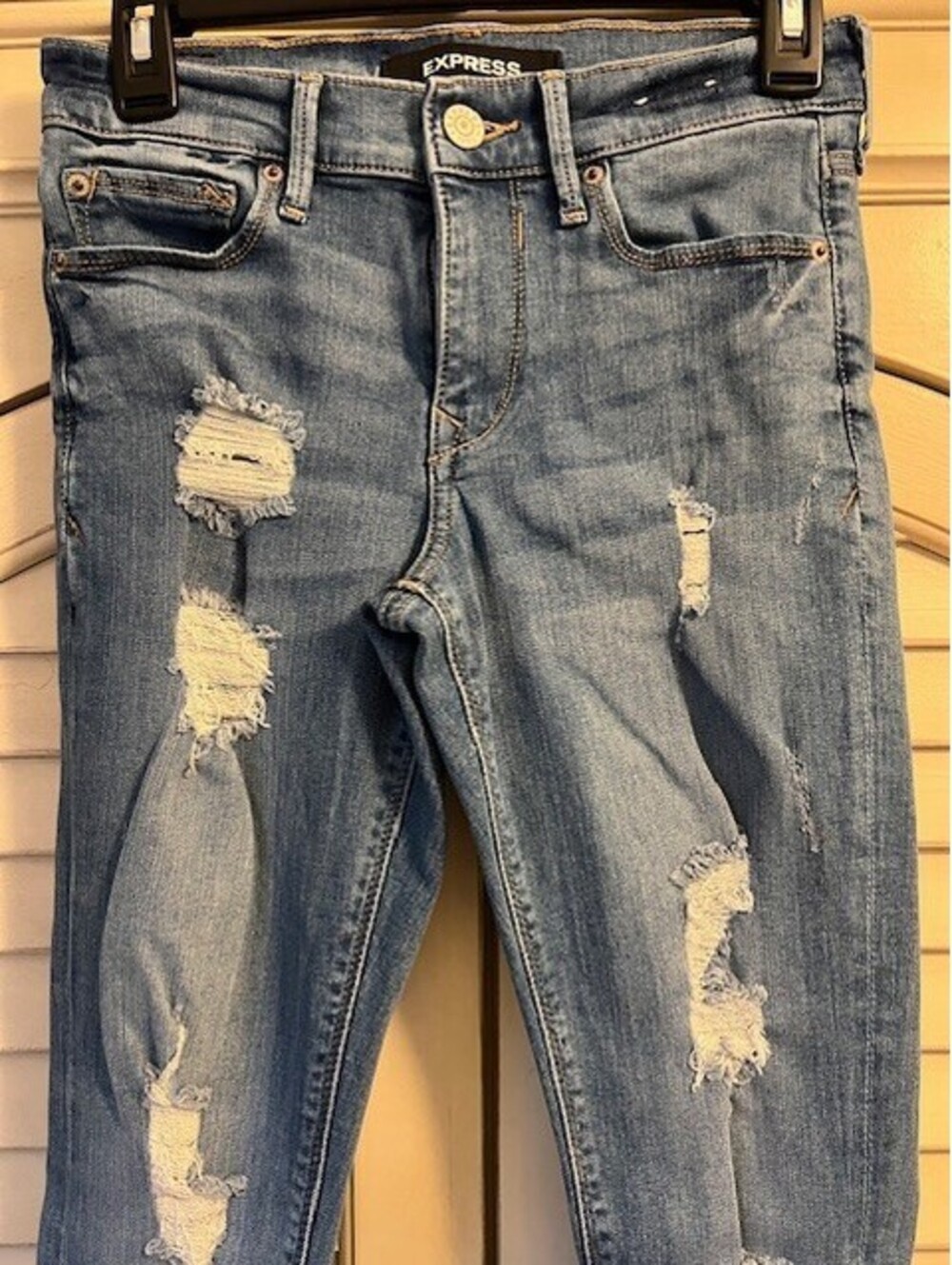 Express Mid Rise Ankle Legging Distressed Jeans - Size 0 Regular